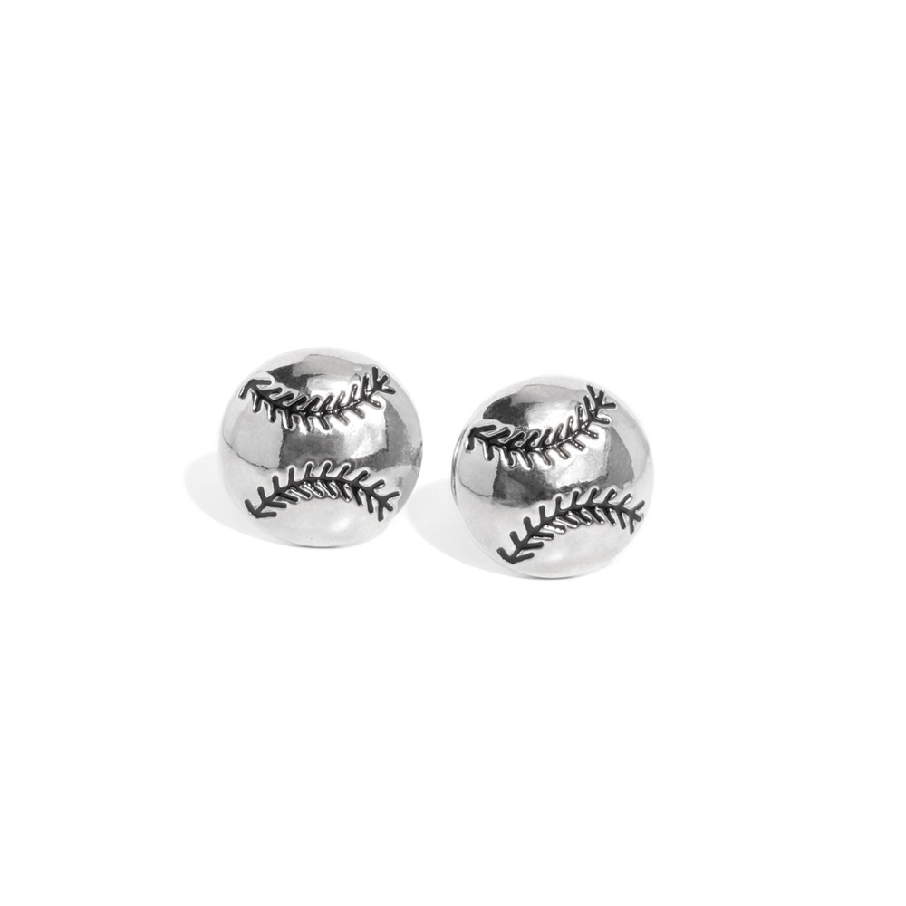 Silver Baseball Stud cuff links